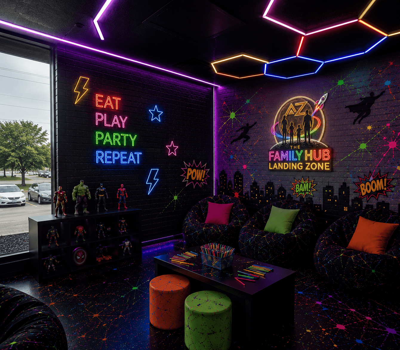 Neon glow party room